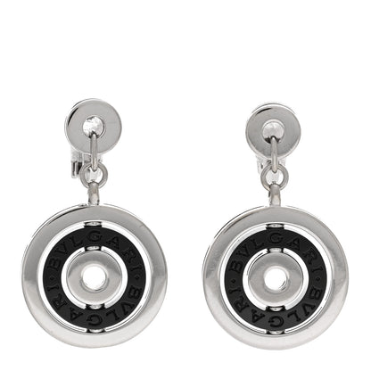 Bulgari 18K White Gold Black Ceramic Astrale Cerchi Drop Earrings 1 of 4