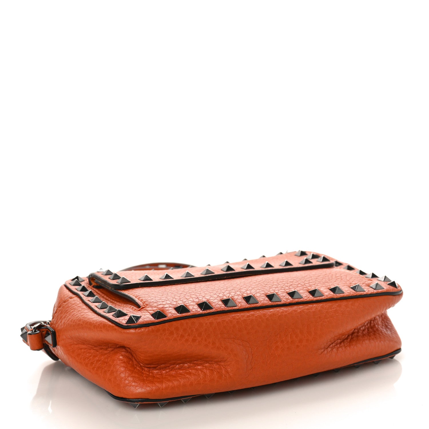 Valentino Garavani Grained Calfskin Small Rockstud Flap Pocket Camera Crossbody Bag Orange 4 of 9