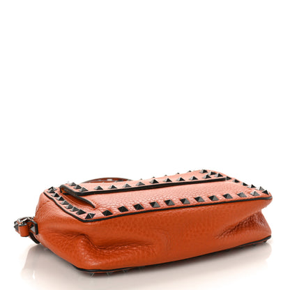 Valentino Garavani Grained Calfskin Small Rockstud Flap Pocket Camera Crossbody Bag Orange 4 of 9