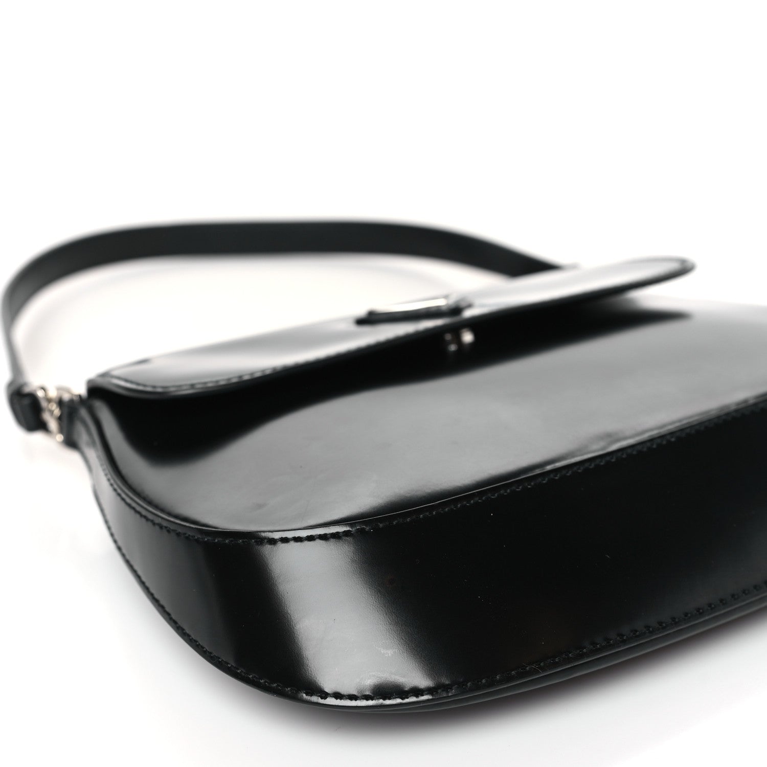 Prada Spazzolato Cleo Flap Shoulder Bag Black 7 of 8