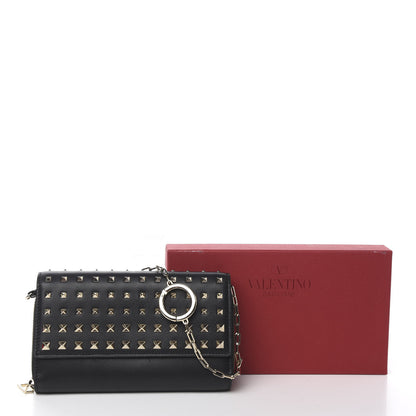 Valentino Garavani Vitello Rockstud Carry Secrets Continental Wallet On Chain Black 11 of 11