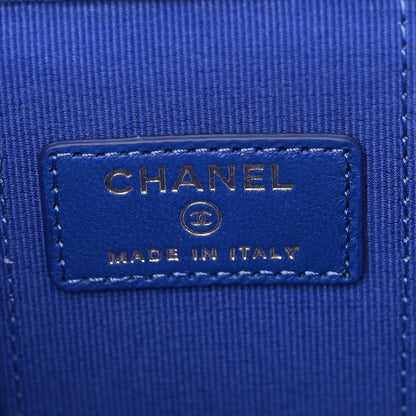 Chanel Lambskin Quilted Top Handle Mini Vanity Case With Chain Blue 6 of 11