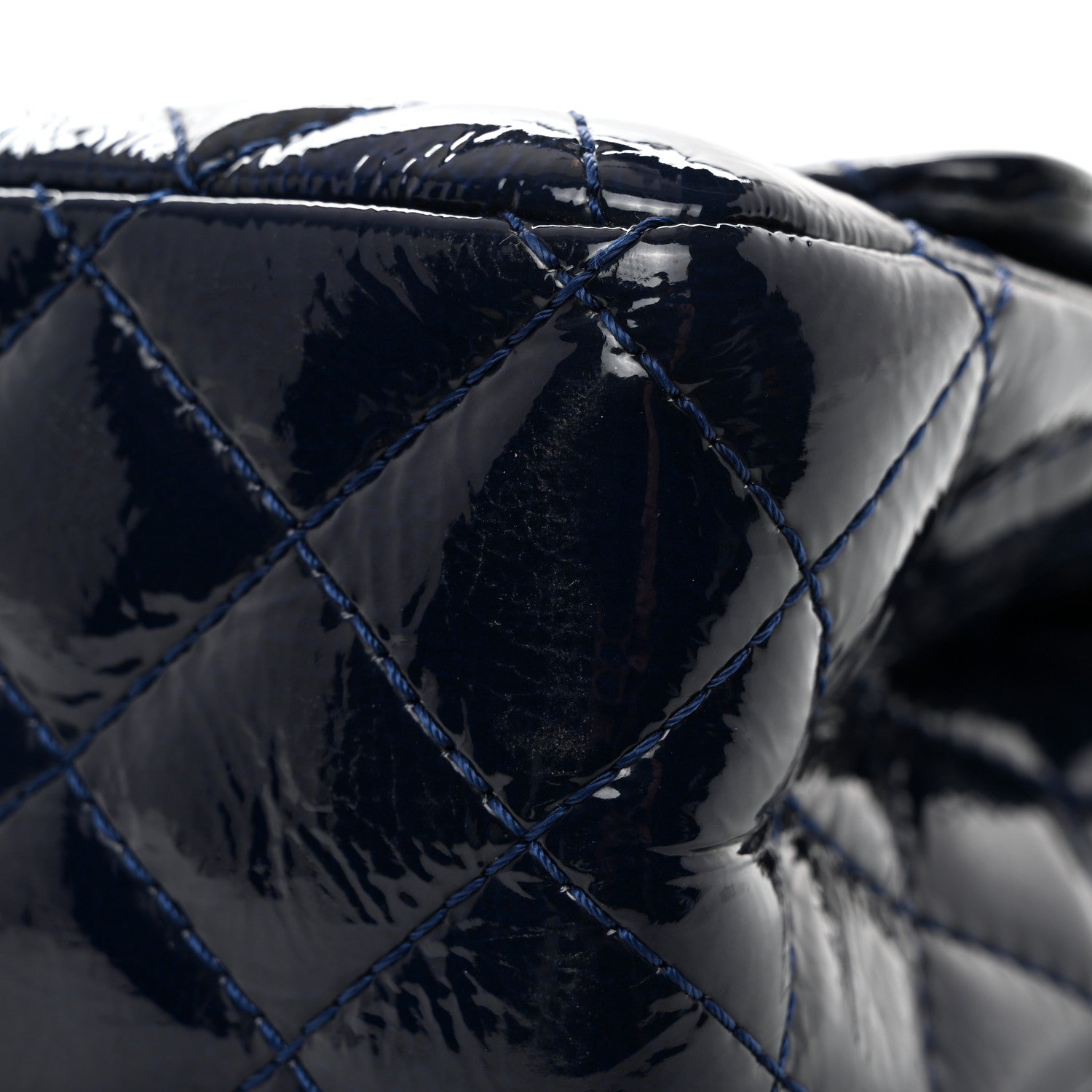 Chanel Distressed Patent Quilted 2.55 Reissue 227 Flap Dark Blue 11 of 13