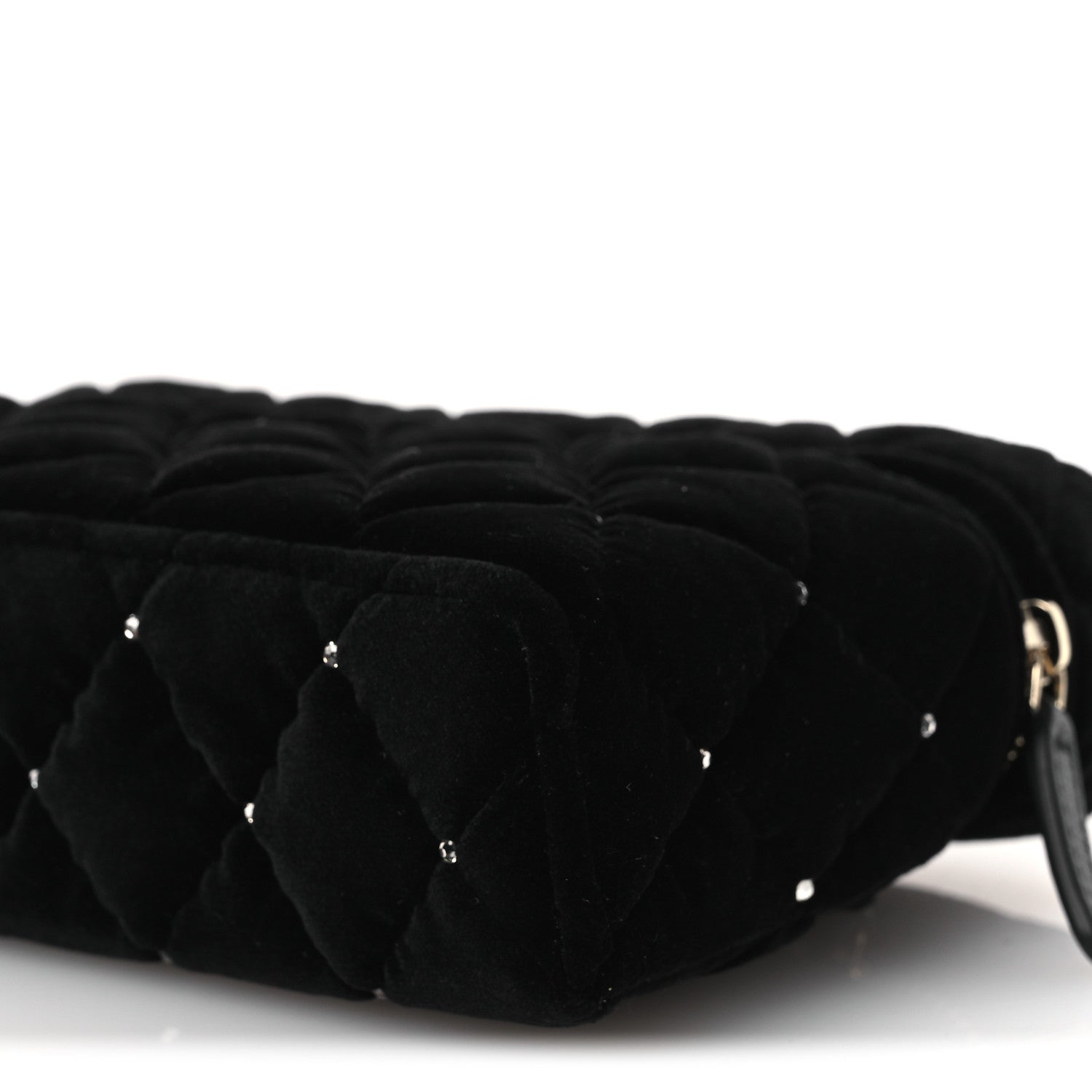 Chanel Velvet Diamanté Quilted Top Handle Slim Vanity Case With Chain Black 10 of 10