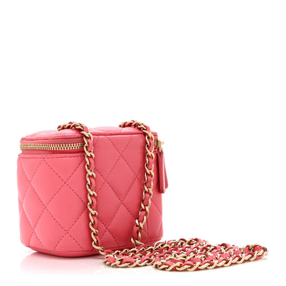 Chanel Lambskin Quilted Mini Vanity Case With Chain Pink 4 of 11