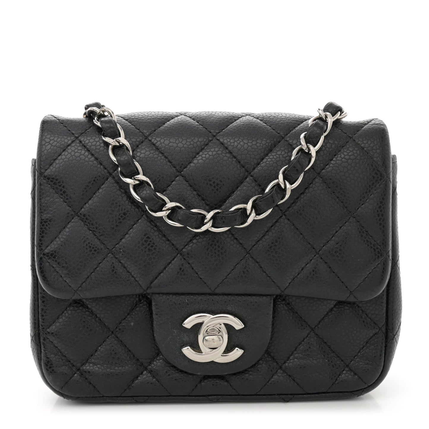 Caviar Quilted Mini Square Flap Black