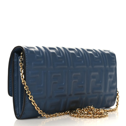 Fendi Nappa Matisse FF Embossed Continental Wallet On Chain Mirto 3 of 11