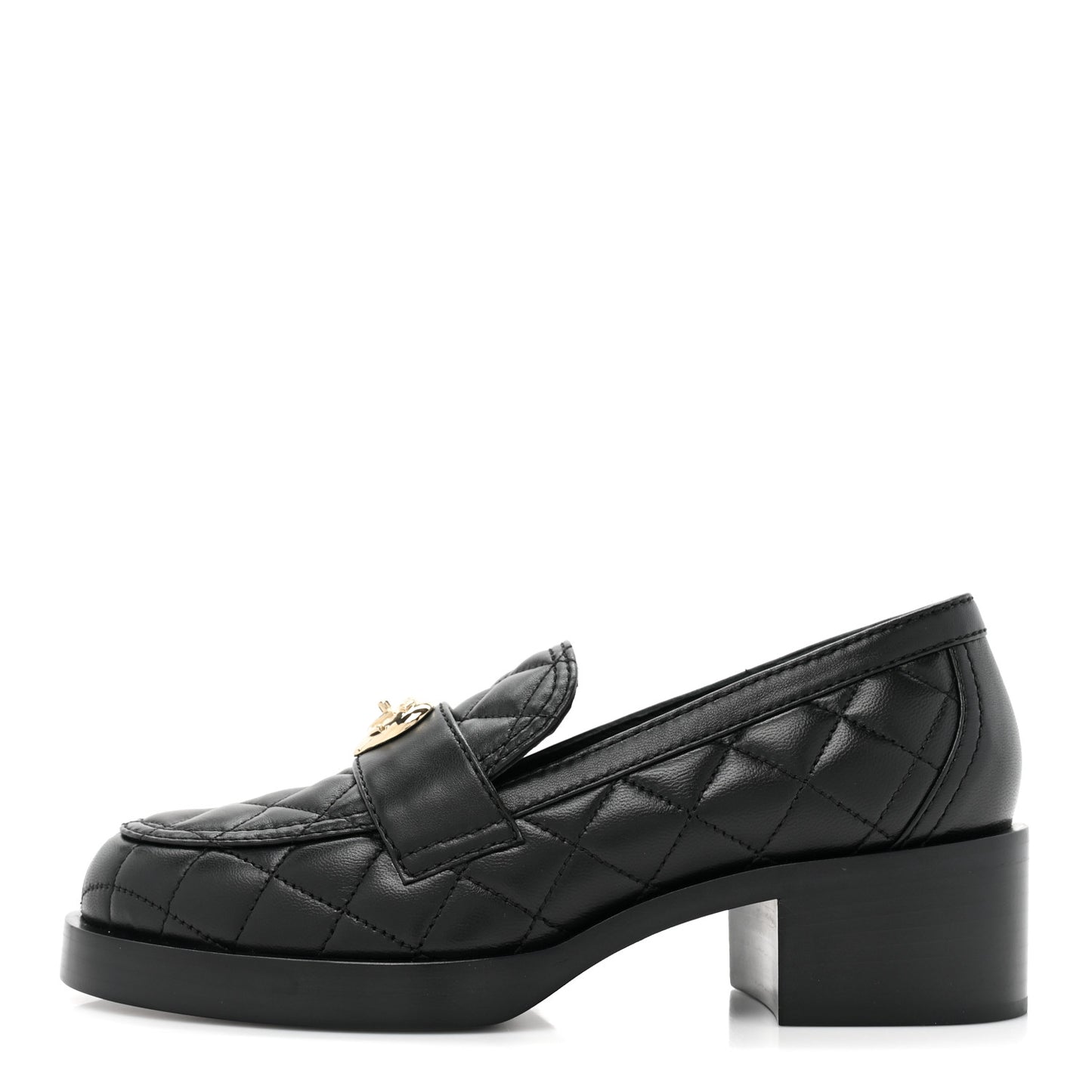 Lambskin Quilted CC Heart Loafers 37 Black