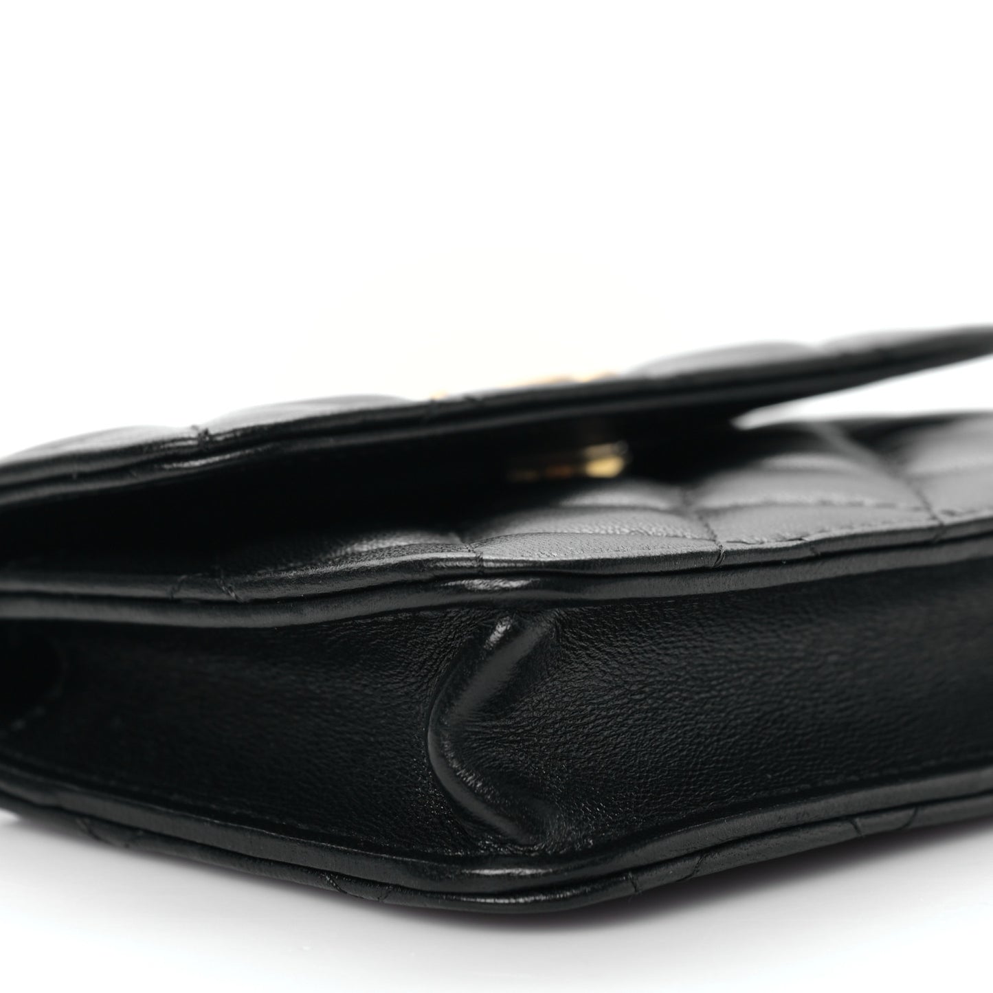 Lambskin Quilted Maxi Pearl Clutch With Chain Black