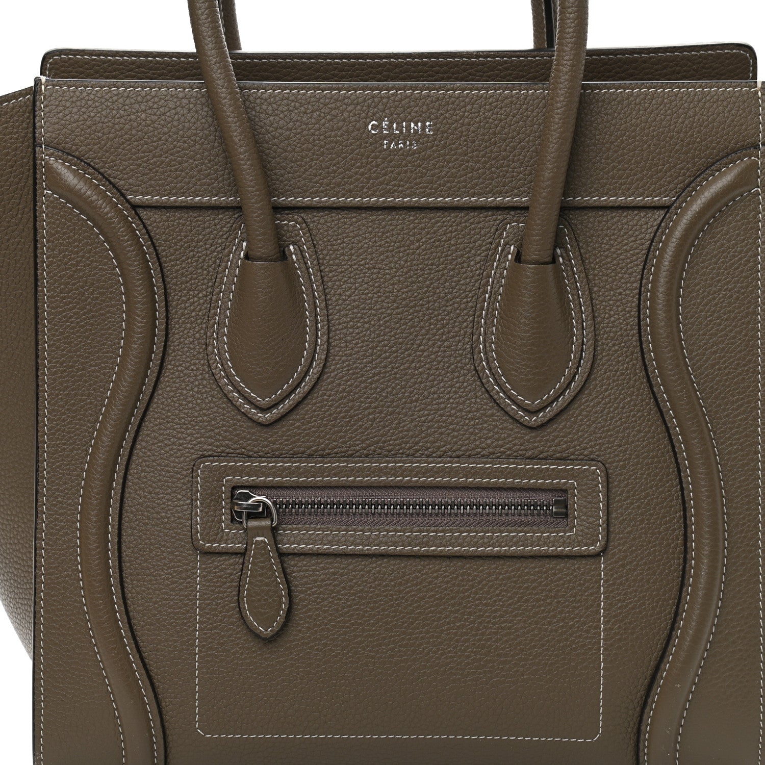 Celine Drummed Calfskin Micro Luggage Souris 8 of 11