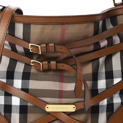 Burberry House Check Bridle Calfskin Small Dutton Hobo Light Tan 14 of 14