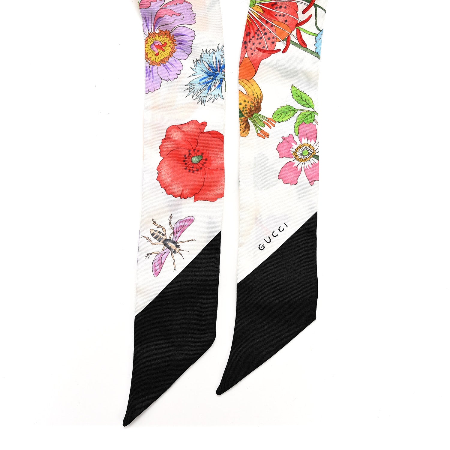 Gucci Silk Twill Flora Neck Bow White Multicolor 2 of 3