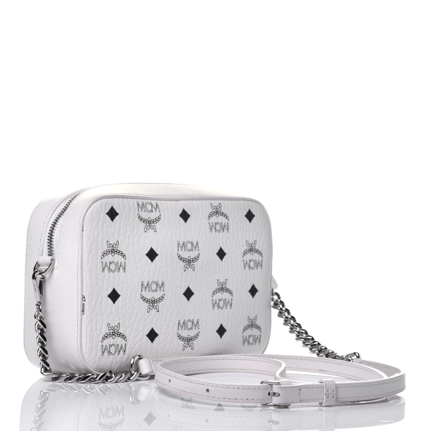 MCM Visetos Camera Crossbody Bag White 3 of 9