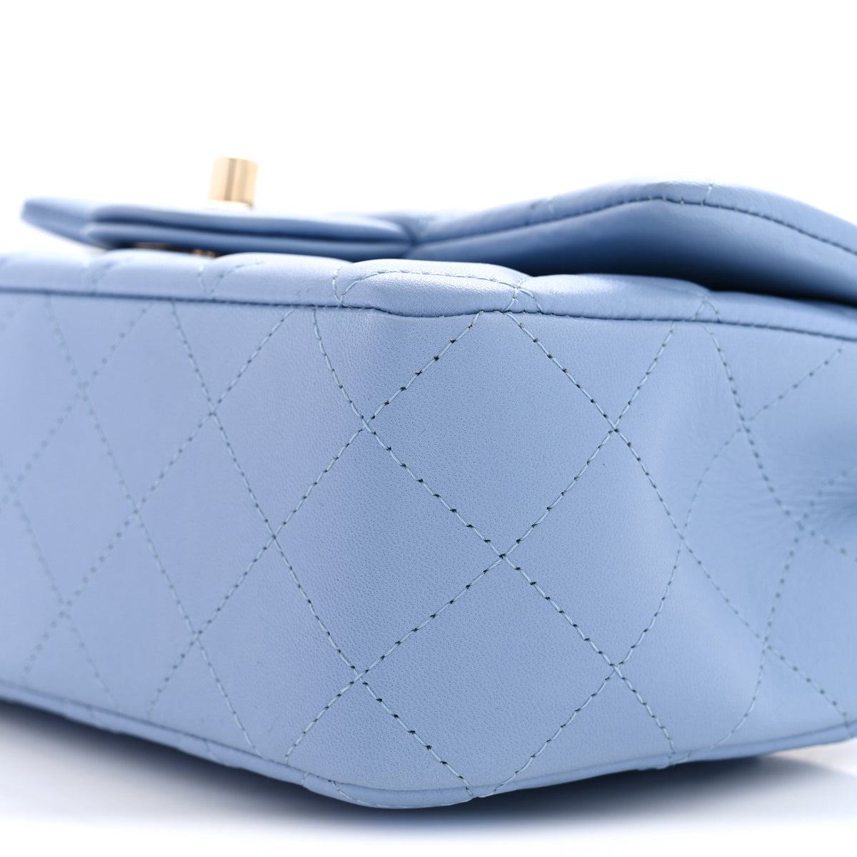 Lambskin Quilted Mini Rectangular Flap Light Blue