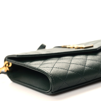 Saint Laurent Grain De Poudre Textured Mixed Matelasse Triquilt Monogram Clutch Vert Fonce 9 of 10