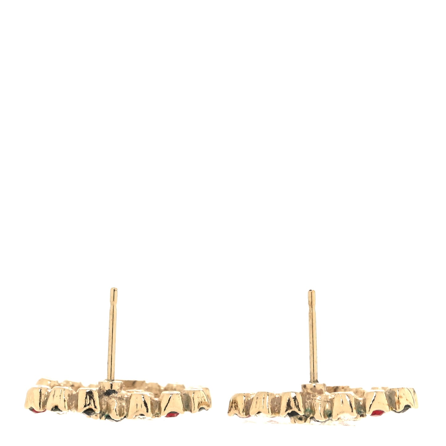 Crystal CC Earrings Gold Black Red