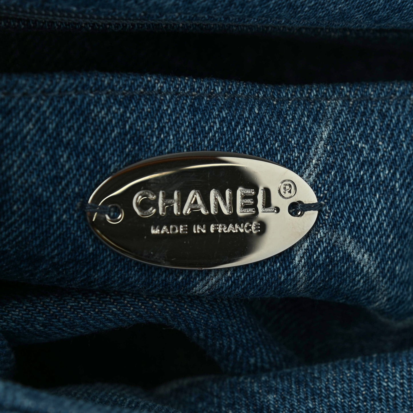 Denim CC Quilted Mini Square Flap Blue