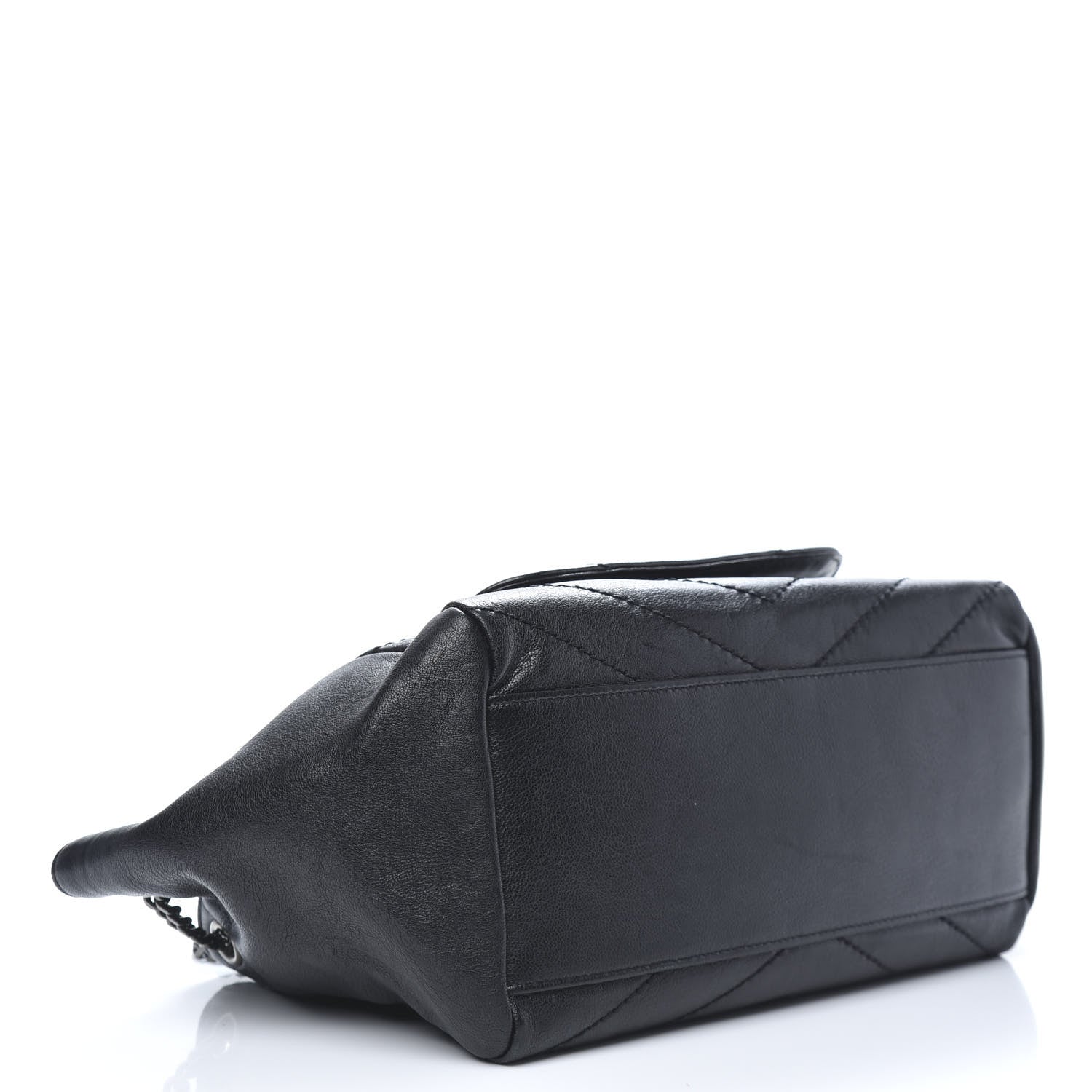 Saint Laurent Vintage Lambskin Chevron Monogram Small Nolita Dark Green 4 of 10