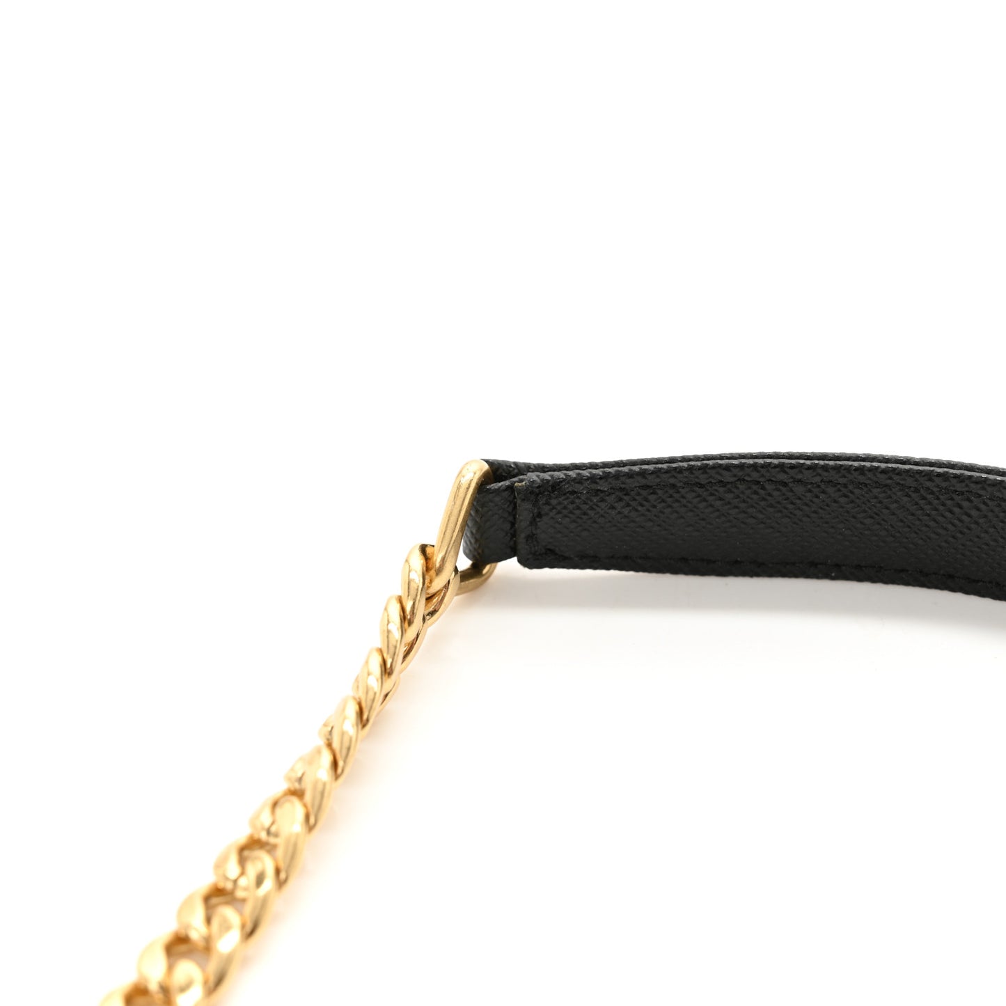 Saffiano Lux Metal Logo Mini Chain Flap Crossbody Bag Black