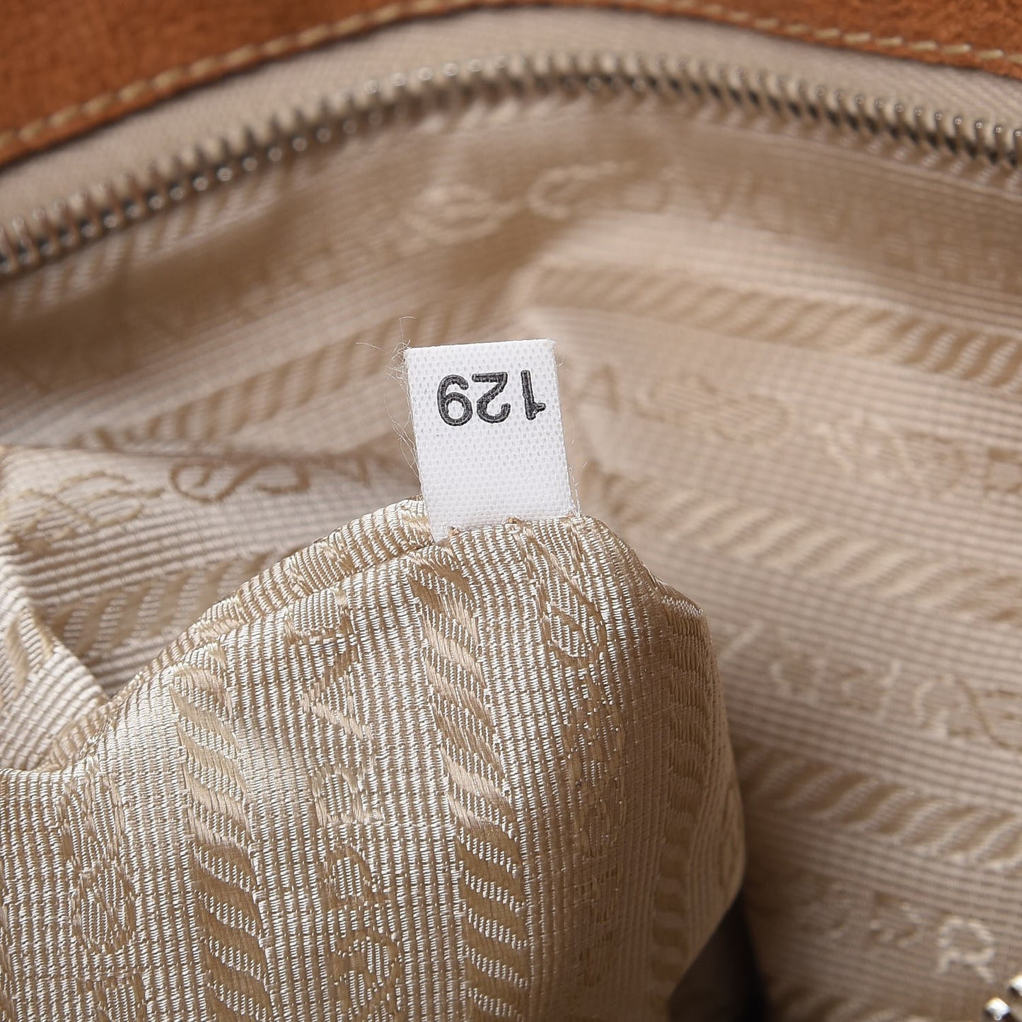 Tessuto Nylon Calfskin Pushlock Satchel Brown