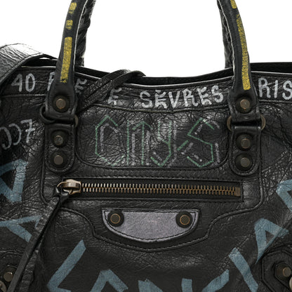 Balenciaga Agneau Graffiti All Over Classic Hardware S City Black Multicolor 9 of 12