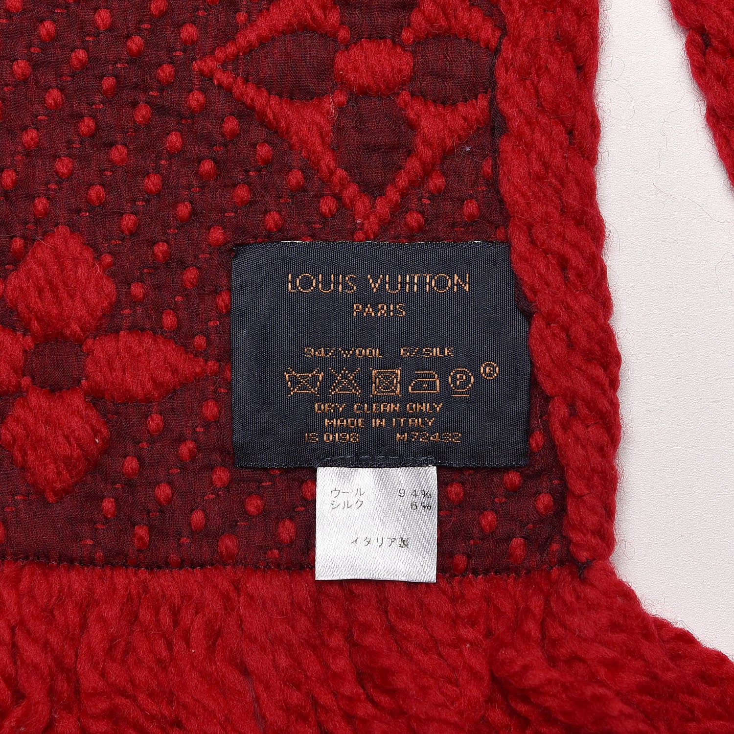 Louis Vuitton Wool Silk Logomania Scarf Rubis 4 of 4