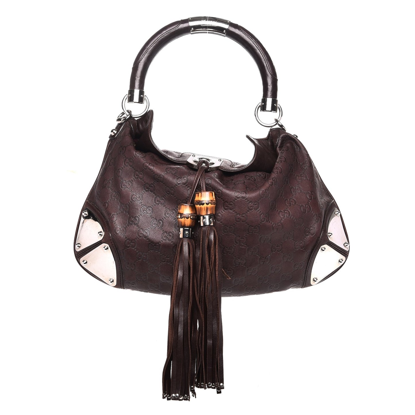 Guccissima Medium Indy Top Handle Hobo Dark Brown