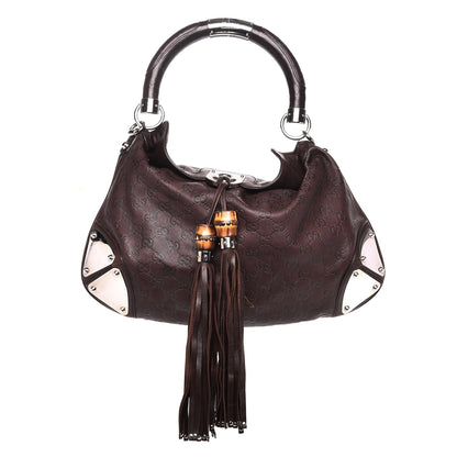 Gucci Guccissima Medium Indy Top Handle Hobo Dark Brown 1 of 13