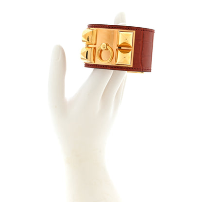 Hermes Matte Alligator Collier De Chien CDC Bracelet S Rouge H 2 of 5