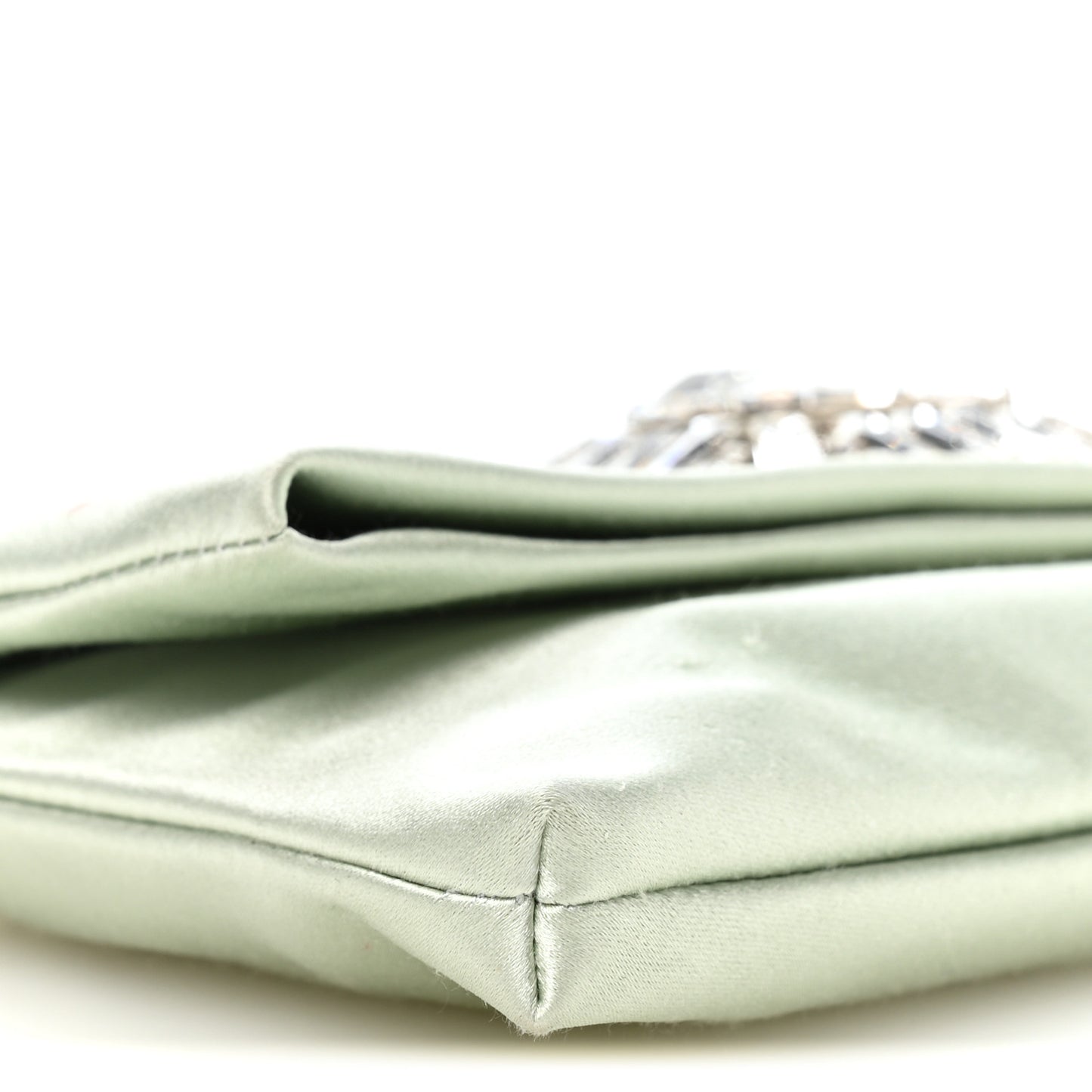 Satin Crystal Titania Clutch Green