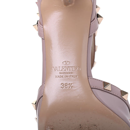 Valentino Garavani Patent Rockstud Ankle Strap Low Heel Pumps 38.5 Poudre 6 of 14