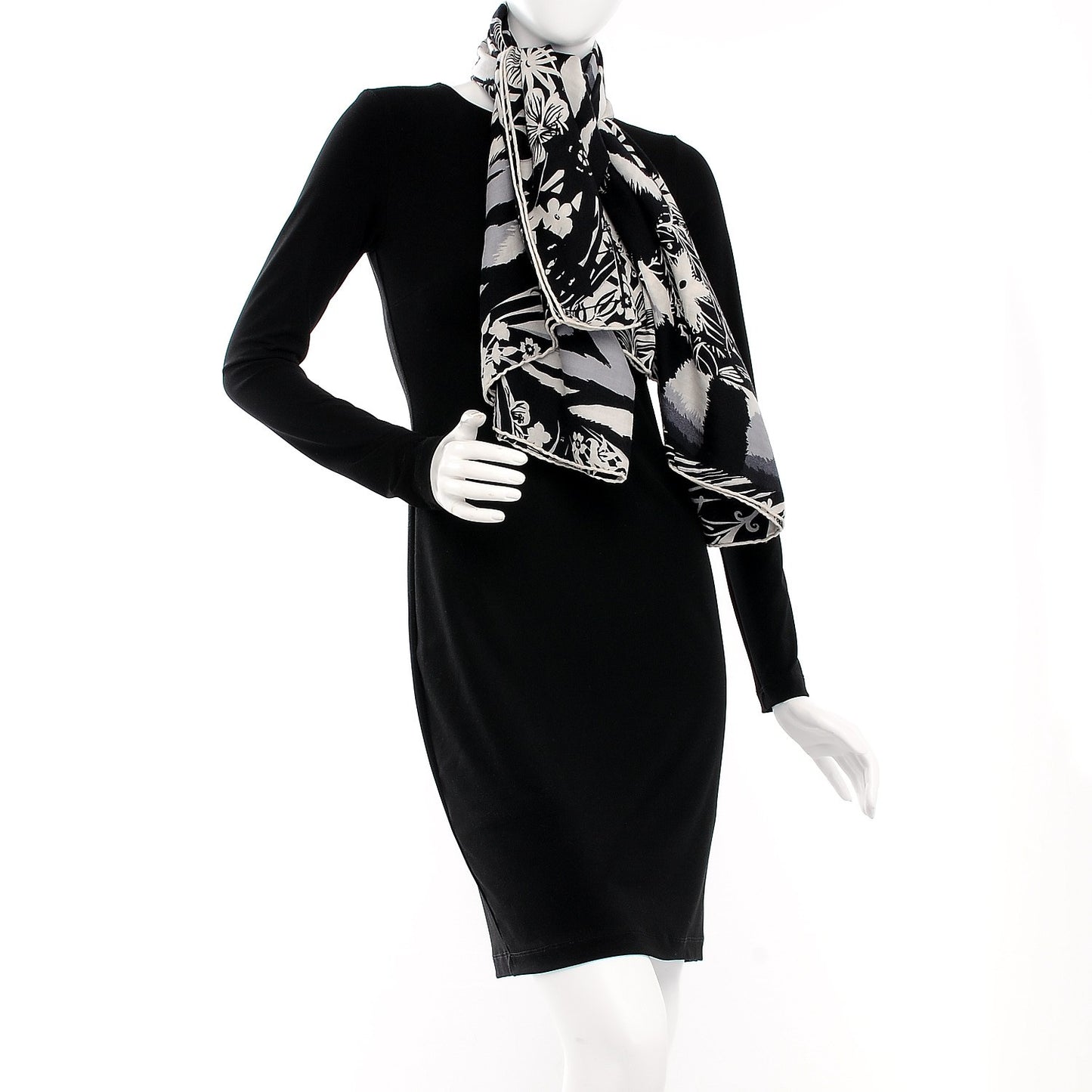 Cashmere Silk Tyger Tyger Shawl 140 Black White Gris