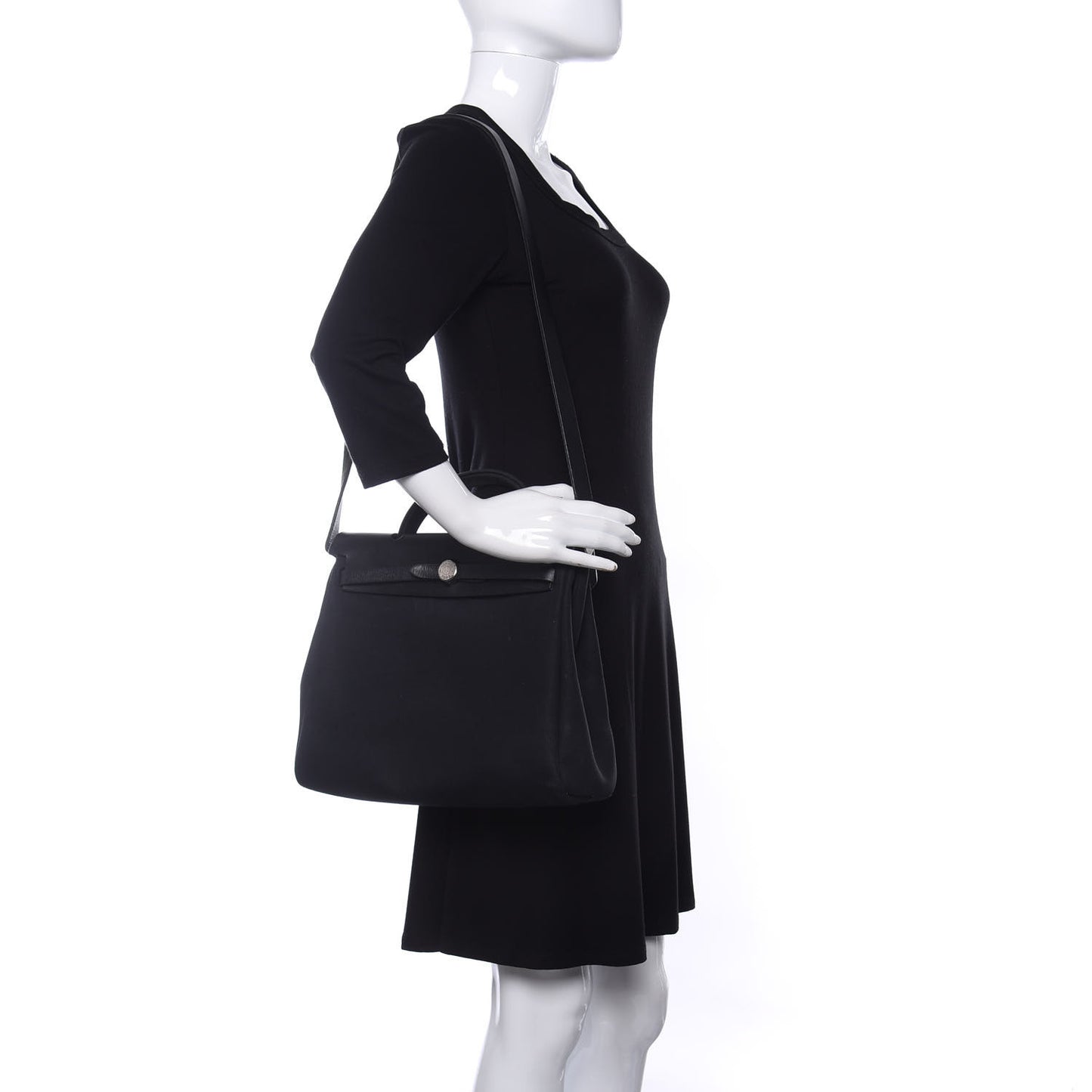 Toile Vache Calfskin Herbag 30 PM Black