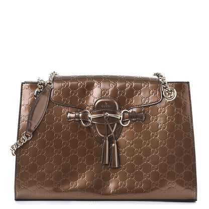 Gucci Shine Guccissima Large Emily Chain Shoulder Bag Acero 1 of 8