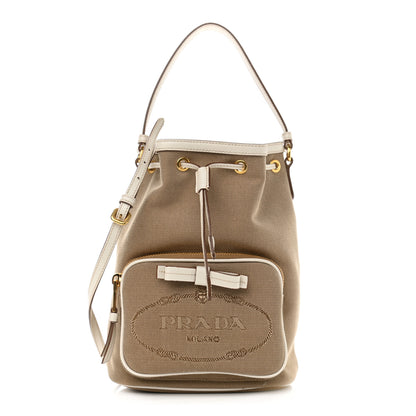 Prada Jacquard Logo Mini Bucket Crossbody Bag Corda Talco 1 of 11