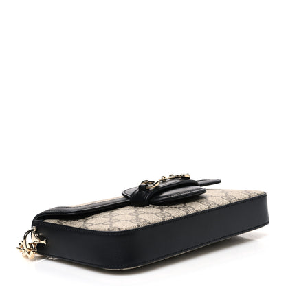 Gucci GG Supreme Monogram Azalea Calfskin Horsebit 1955 Mini Bag Beige Black 4 of 10