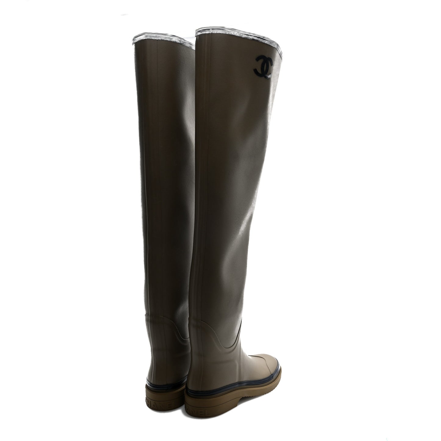 Caoutchouk CC Knee High Boots 39 Dark Beige Black