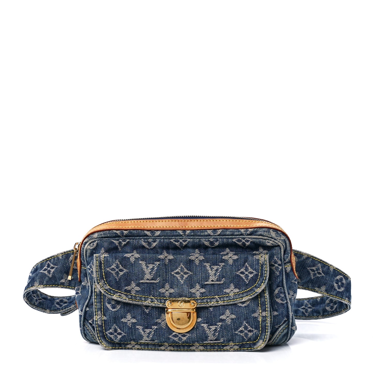Monogram Denim Bum Bag Blue