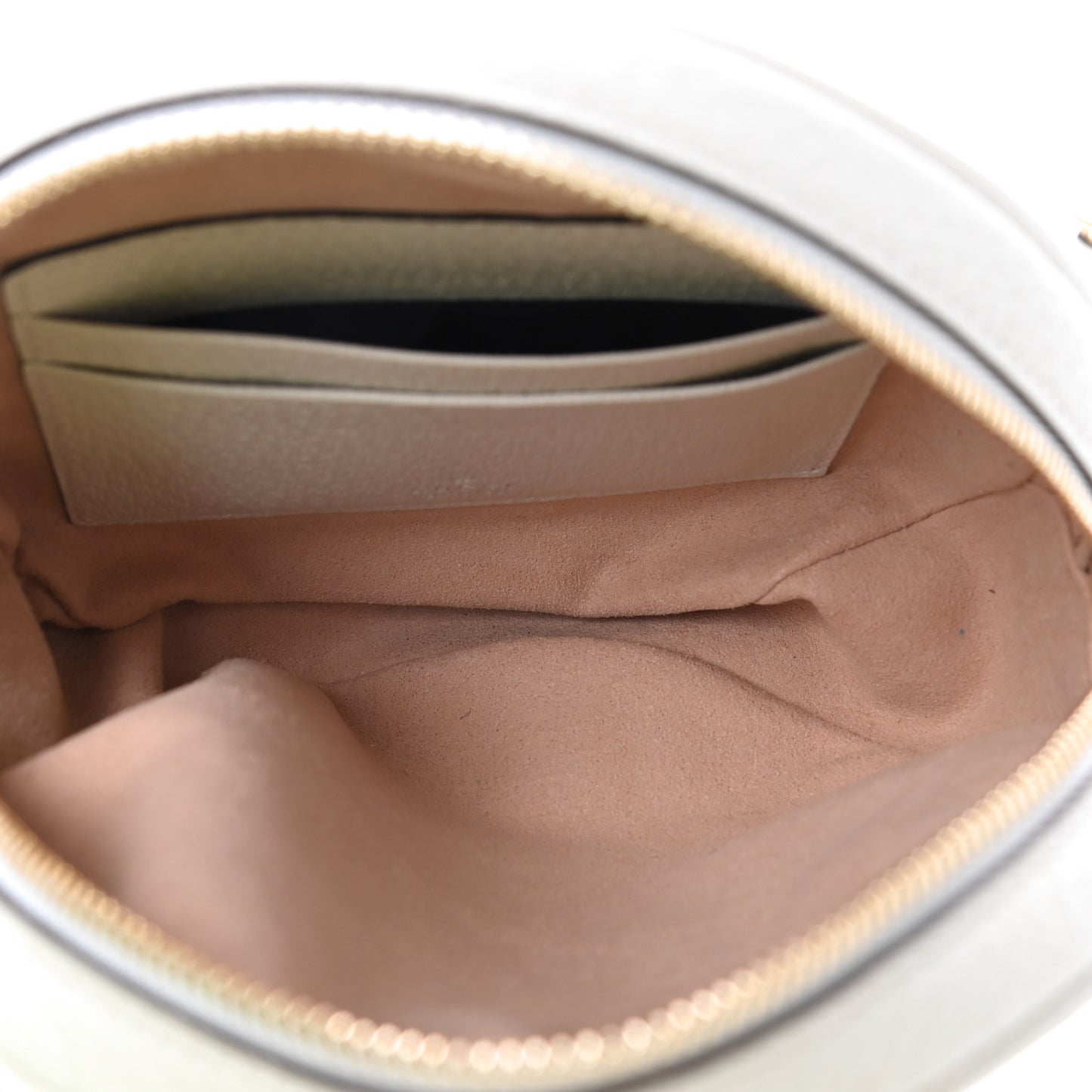 Textured Calfskin Web Mini Ophidia Round Backpack Mystic White