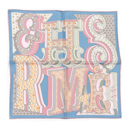 Hermes Silk Electrique Scarf 45 Bleu Glacier Vieux Rose 1 of 3