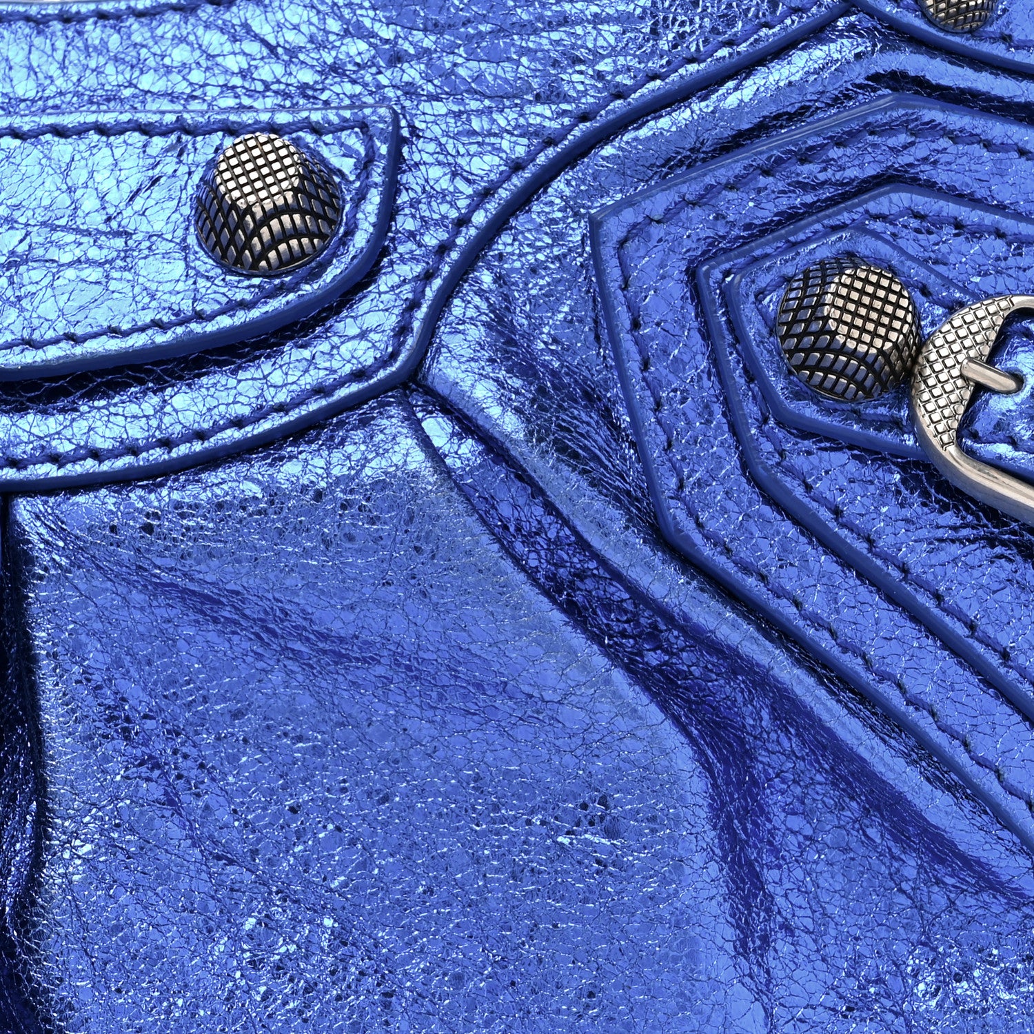 Balenciaga Metallic Arena Agneau Le Cagole Shoulder Bag XS Blue 8 of 12