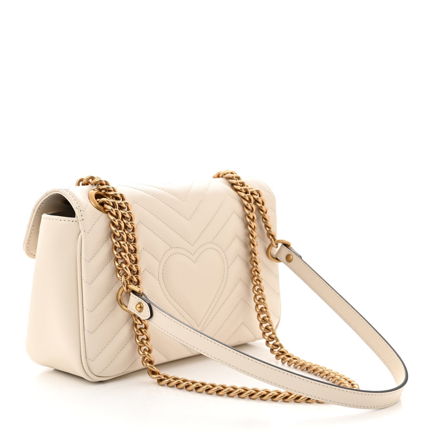Calfskin Matelasse Small GG Marmont Shoulder Bag White