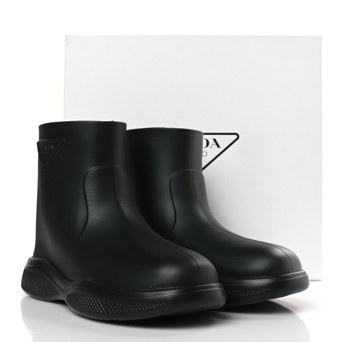 Soft Mellow Rubber Triangle Logo Embossed Womens 25mm Booties 37 Black