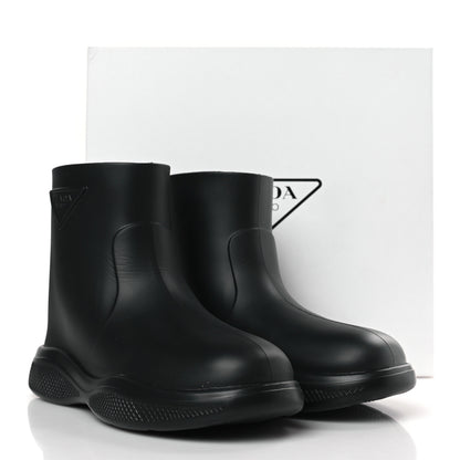 Prada Soft Mellow Rubber Triangle Logo Embossed Womens 25mm Booties 37 Black 9 of 9