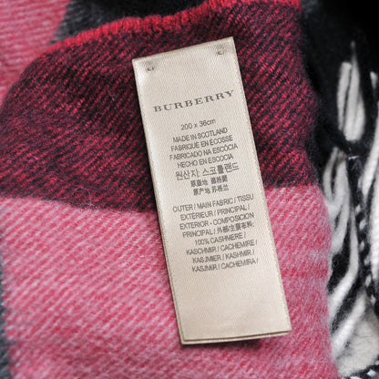 Burberry Cashmere Giant Check Fringe Scarf Plum 4 of 7