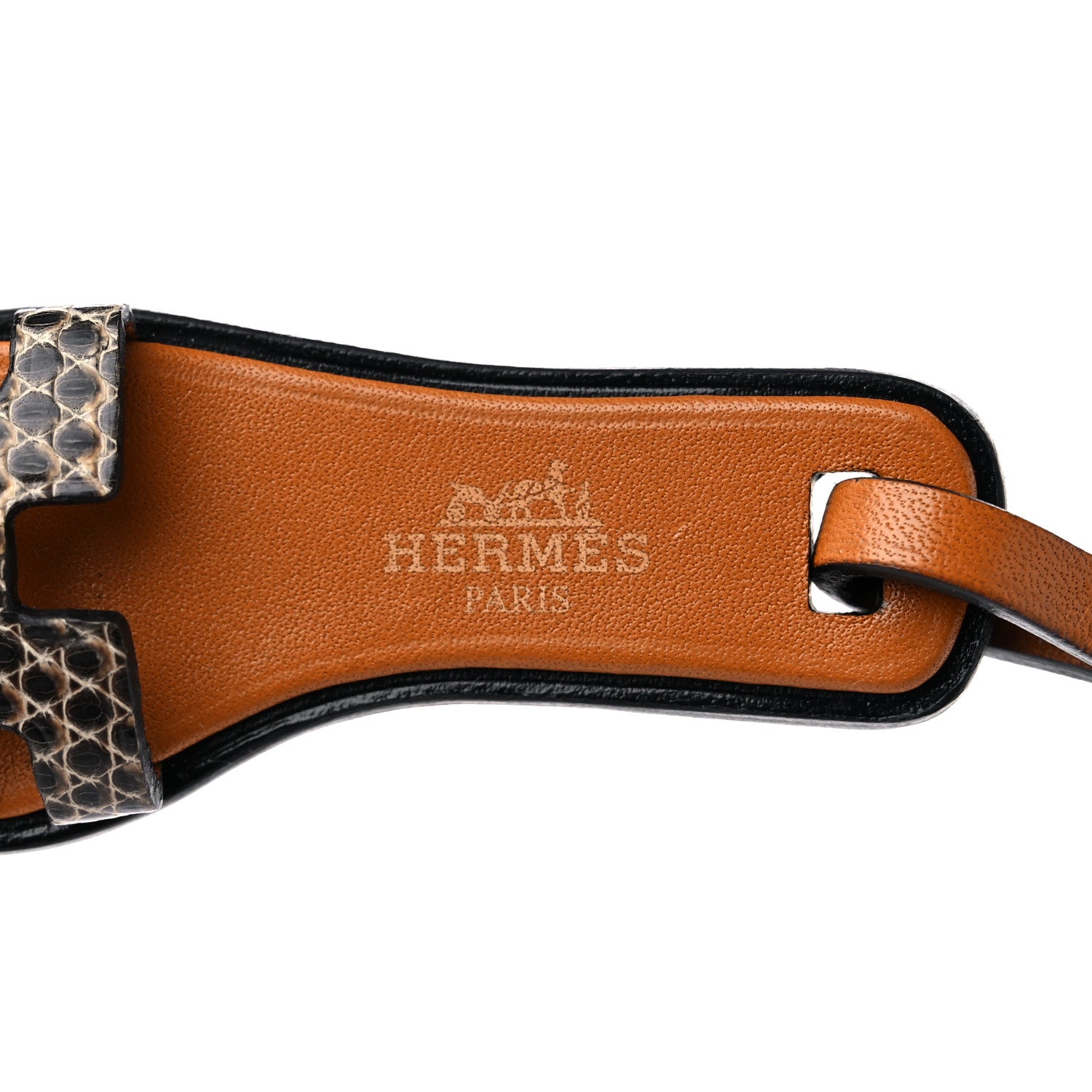 Hermes Lizard Butler Calfskin Hunter Oran Nano Bag Charm Black 3 of 4