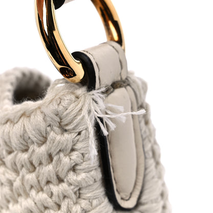 Fendi Fabric Crochet Vitello Grace Small Croissant Hobo Uovo 12 of 13