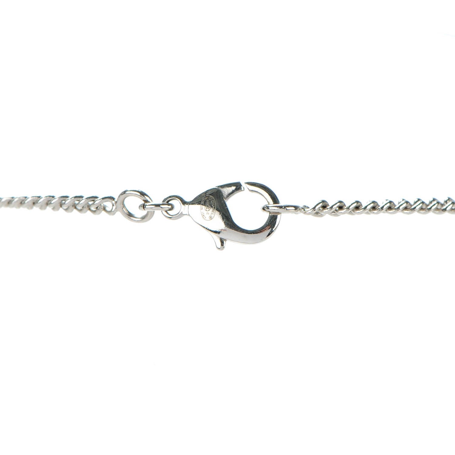 Chanel Crystal Camellia CC Necklace Silver 4 of 5