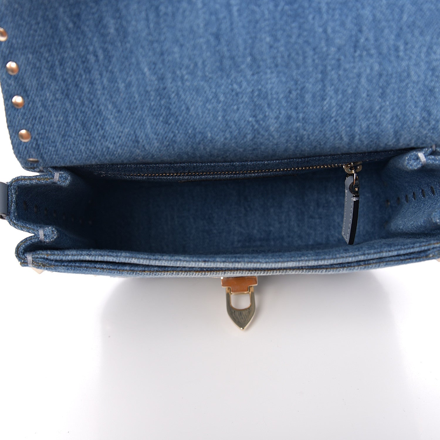 Valentino Garavani Denim Butterfly Embroidered Rockstud Shoulder Flap Messenger Bag Light Denim 4 of 8
