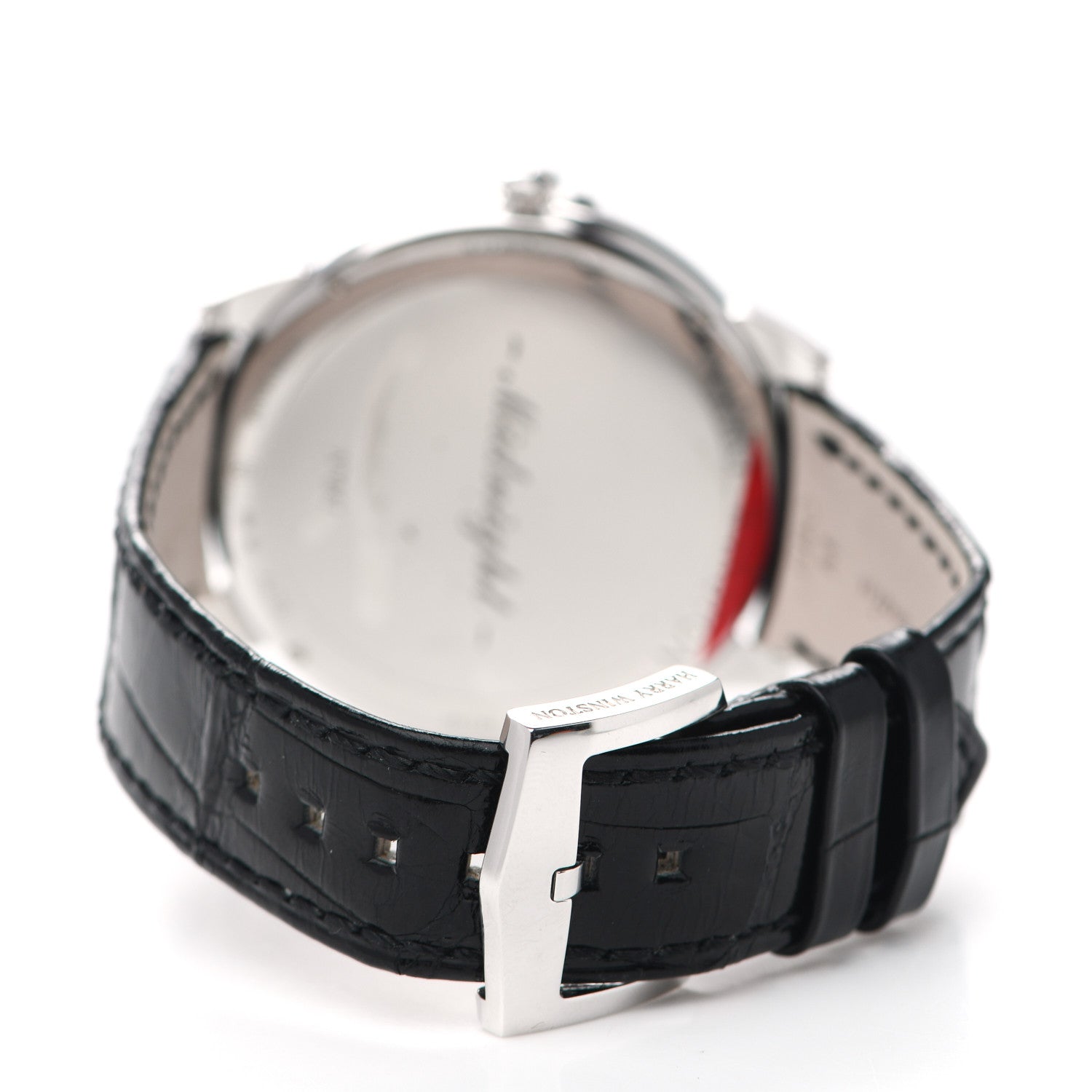 Harry Winston 18K White Gold Alligator Diamond Bezel 39mm Midnight Moon Phase Quartz Watch 2 of 4